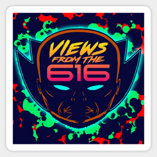 FRONT & BACK Green & Red Views From The 616 Logo Sticker